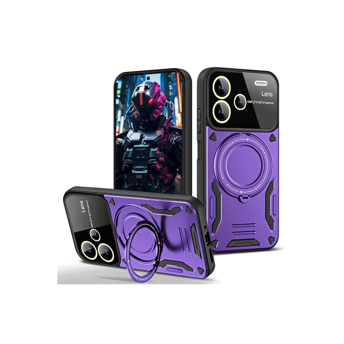 Mey İthalat® Redmi Note 13 Pro Plus Joy Lens Standlı Kapak - Mor