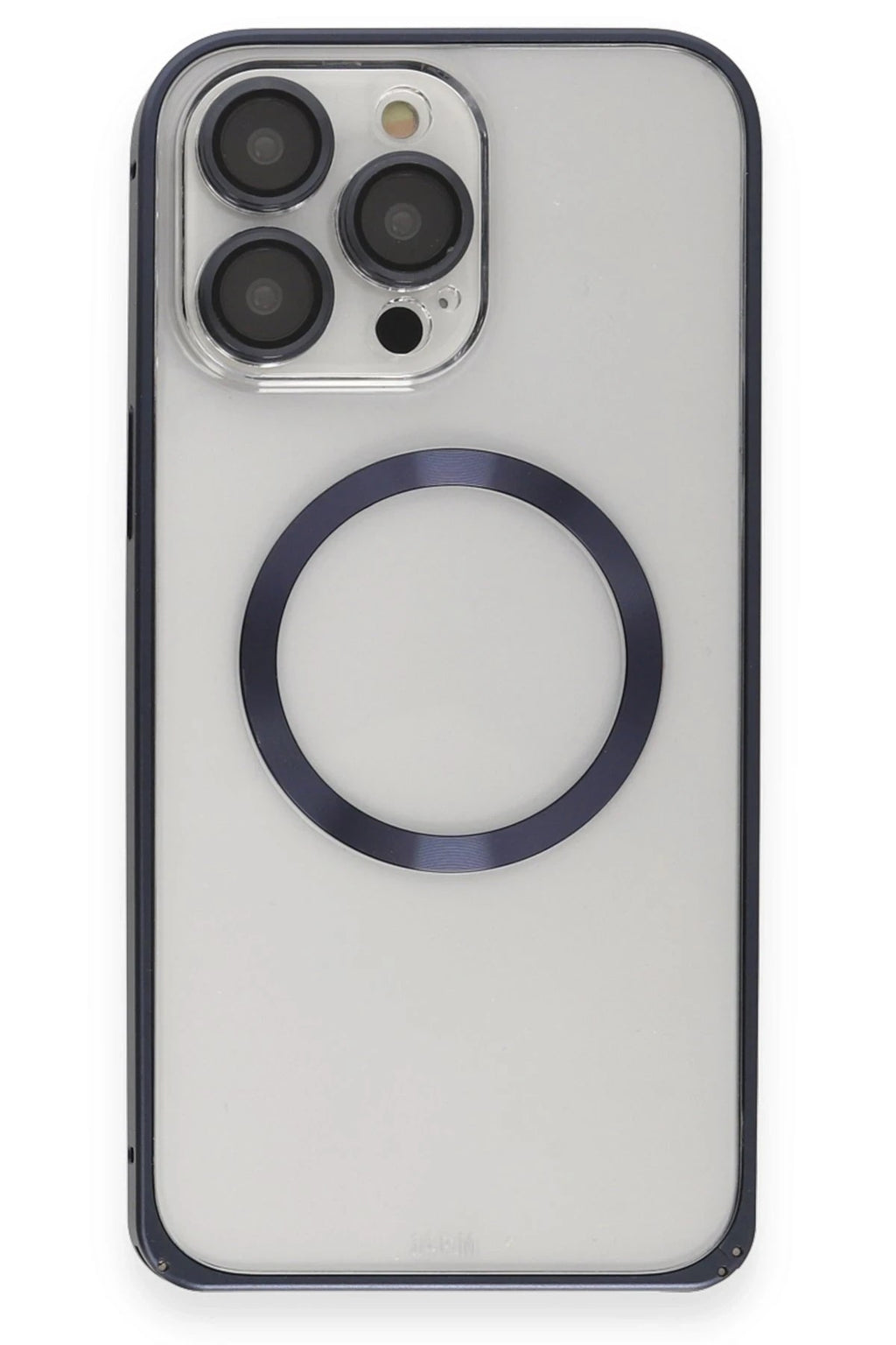 Mey İthalat® iPhone 15 Pro Max Kılıf Metal Bumper Magneticsafe Kapak - Lacivert
