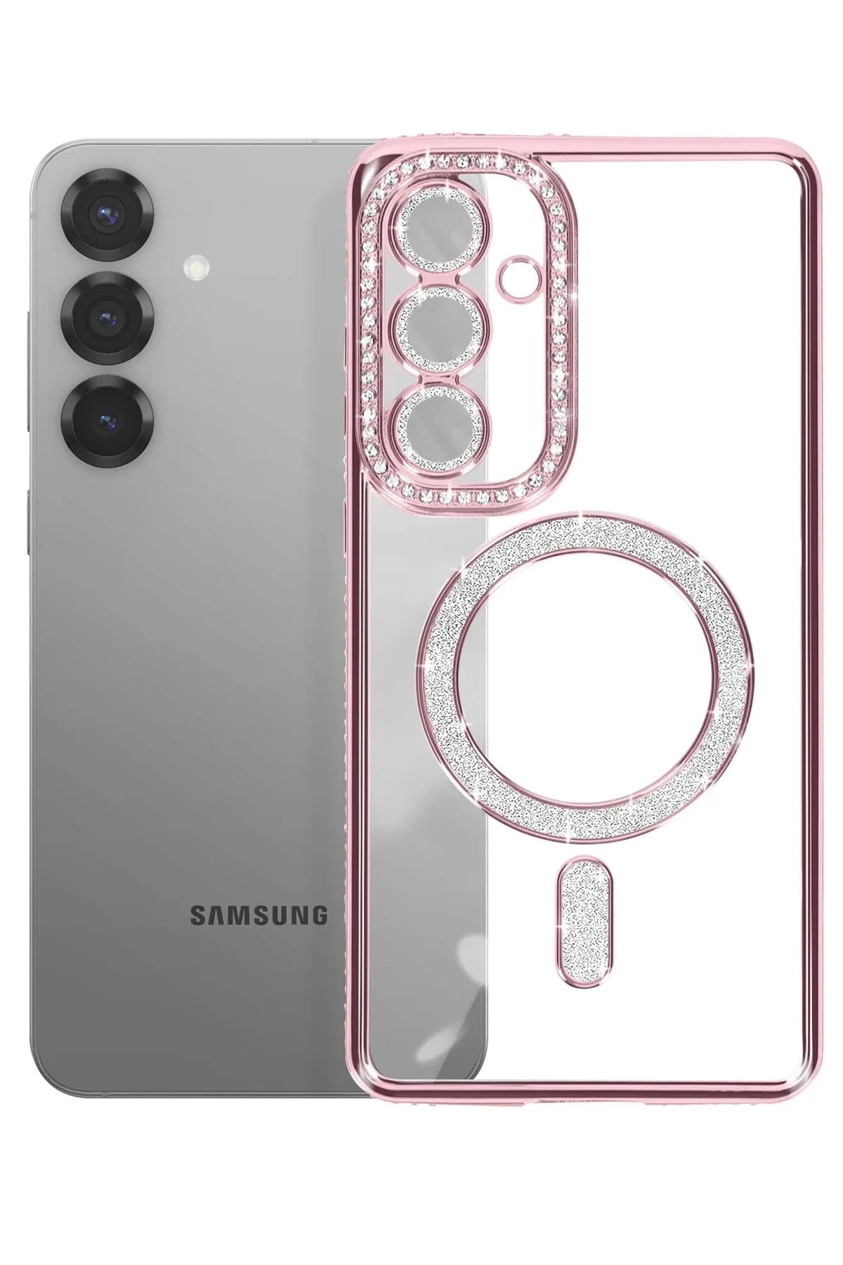 Mey İthalat® Samsung Galaxy S26 Plus Joke Simli Magneticsafe Kılıf - Pembe
