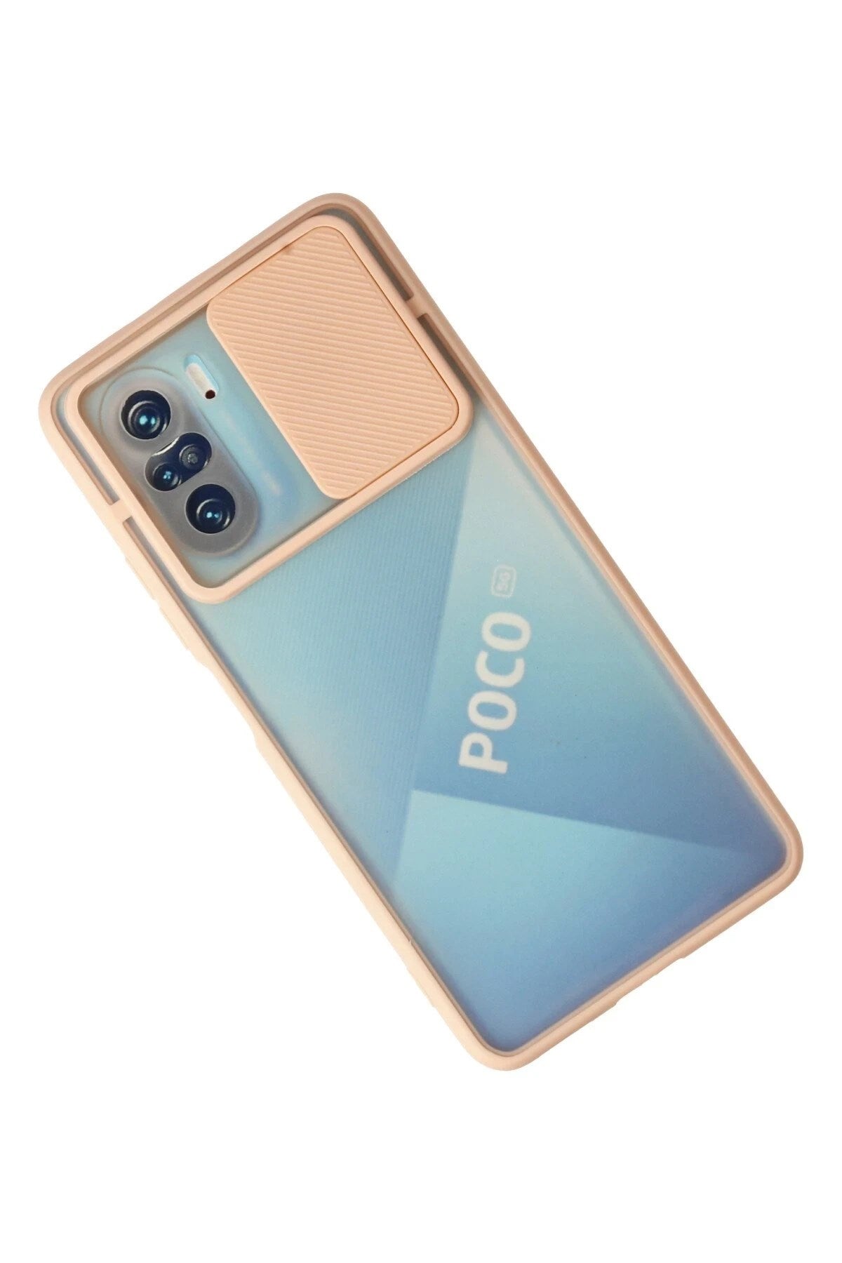 Mey İthalat® Poco F3 Kılıf Palm Buzlu Kamera Sürgülü Silikon - Pembe