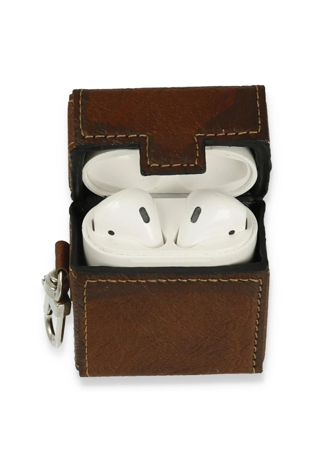 Mey İthalat® Airpods 2 (2.nesil) Deri Kılıf - Kahverengi