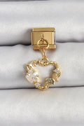 Mey İthalat® 316L Çelik Sallantılı Zirkon Taşlı Kalp Model Gold Renk Nomination Charm