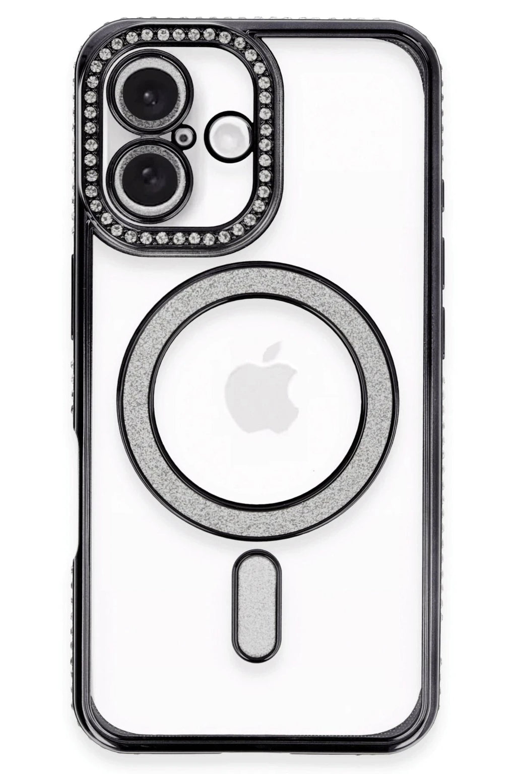 Mey İthalat® iPhone 16 Plus Kılıf Joke Simli Magneticsafe Kılıf - Siyah