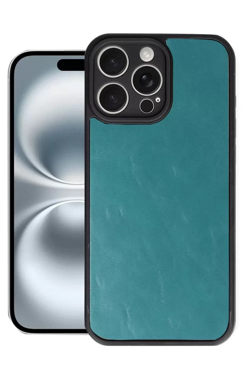 Mey İthalat® iPhone 16 Pro Max Kılıf Aras Deri Kapak - Açık Yeşil