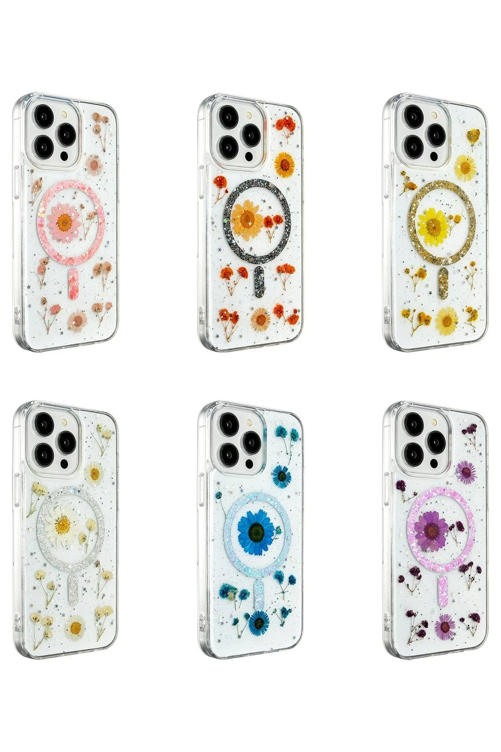 Mey İthalat® iPhone 14 Pro Max Kılıf Daisy Simli Magsafe Kapak - Siyah