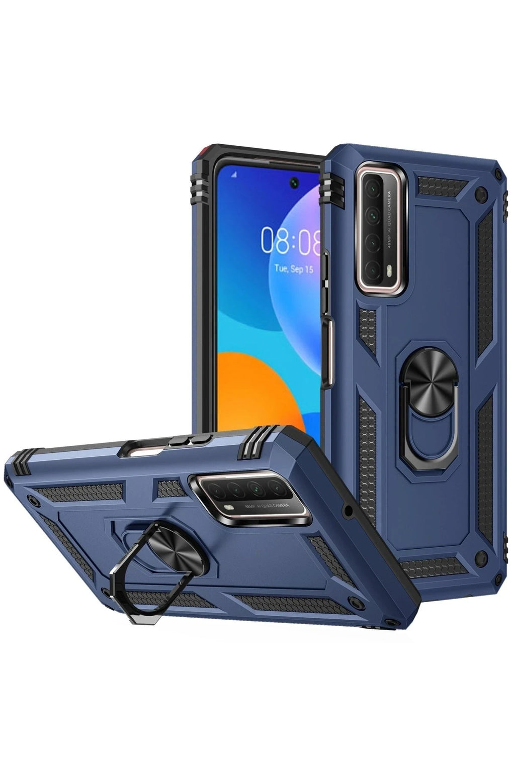 Mey İthalat® Huawei P Smart 2021 Kılıf Sofya Yüzüklü Silikon Kapak - Lacivert