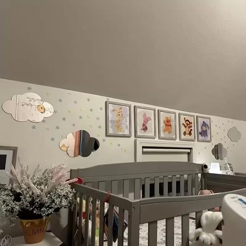 Mey İthalat® 30x20 cm Bulut Formlu Kırılmaz Pleksi Duvar Aynası - Çocuk Odası Güvenli Ayna