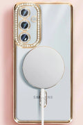 Mey İthalat® Samsung Galaxy S25 Kılıf Joke Simli Magneticsafe Kılıf - Derin Mor