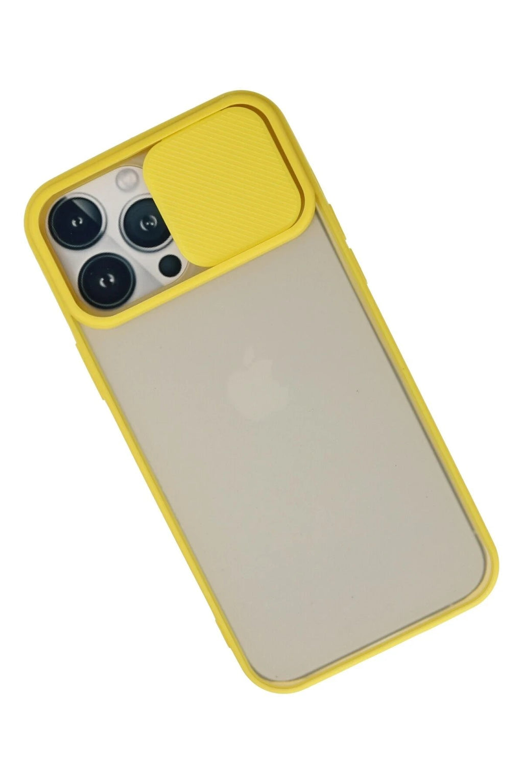 Mey İthalat® iPhone 13 Pro Max Kılıf Palm Buzlu Kamera Sürgülü Silikon - Sarı