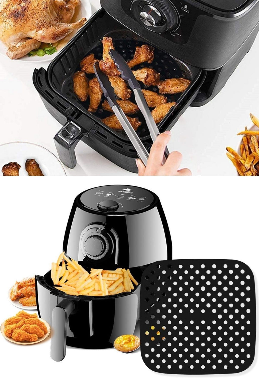 Siyah Isıya Dayanıklı Yıkanılabilir Silikon Fırın Ve Airfryer Kare Model Pişirme Matı 21,5 Cm