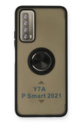 Mey İthalat® Huawei P Smart 2021 Kılıf Montreal Yüzüklü Silikon Kapak - Siyah