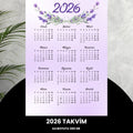 Takvim 2026 Premium A4 300 Gr Dijital Baskı Lavanta