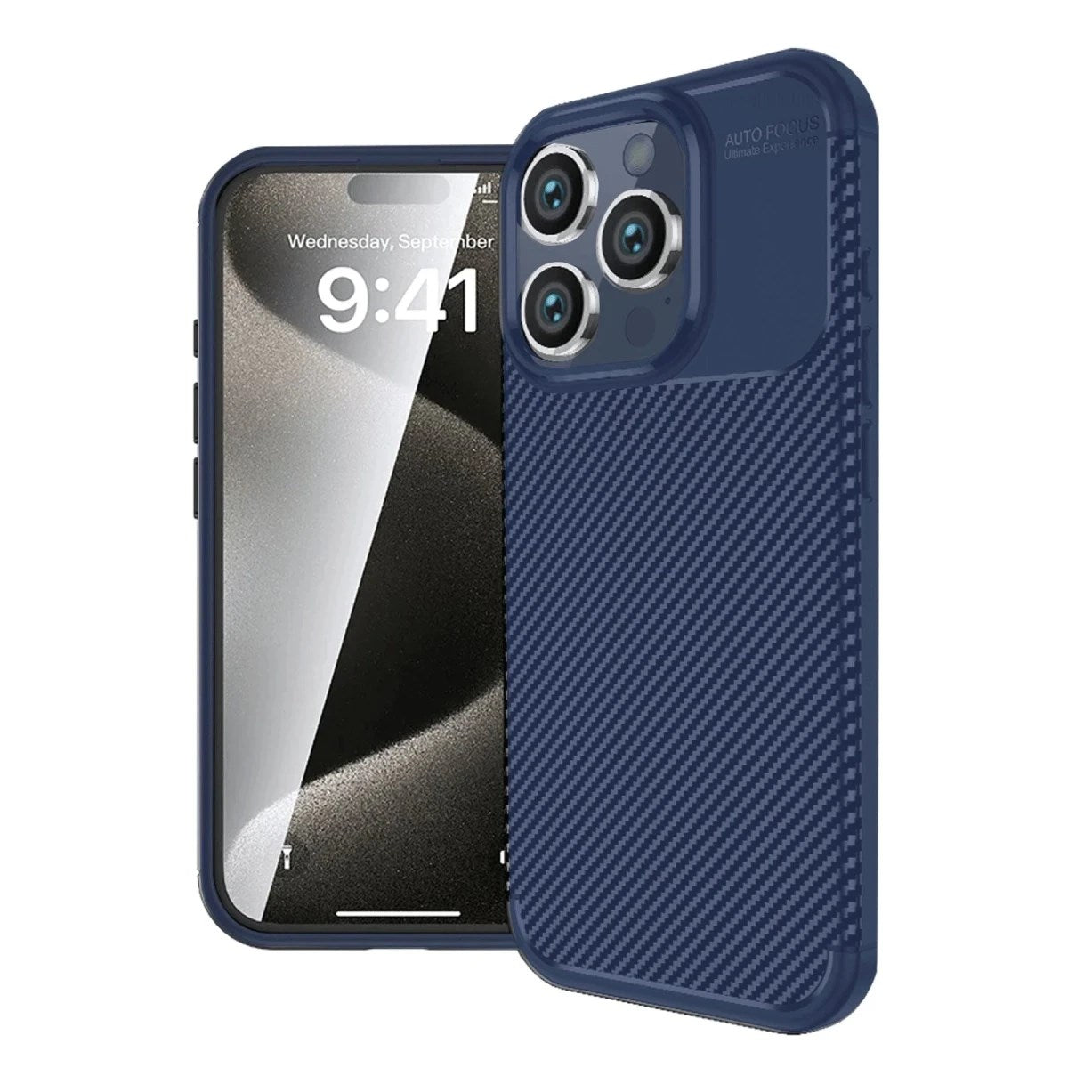 Mey İthalat® iPhone 16 Pro Kılıf Auto Focus Karbon Kapak - Lacivert