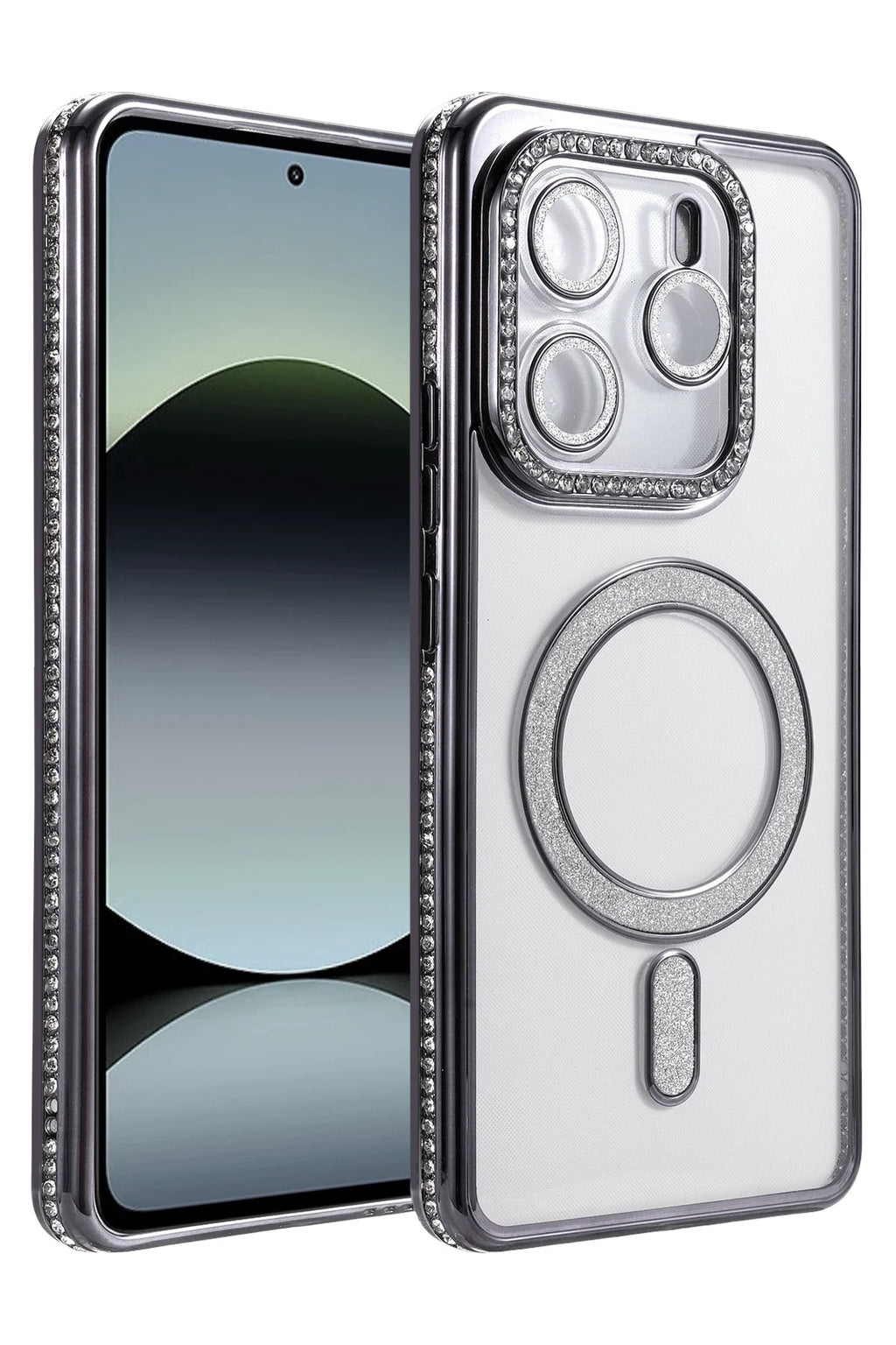 Mey İthalat® Redmi Note 14 4G Joke Simli Magneticsafe Kılıf - Siyah