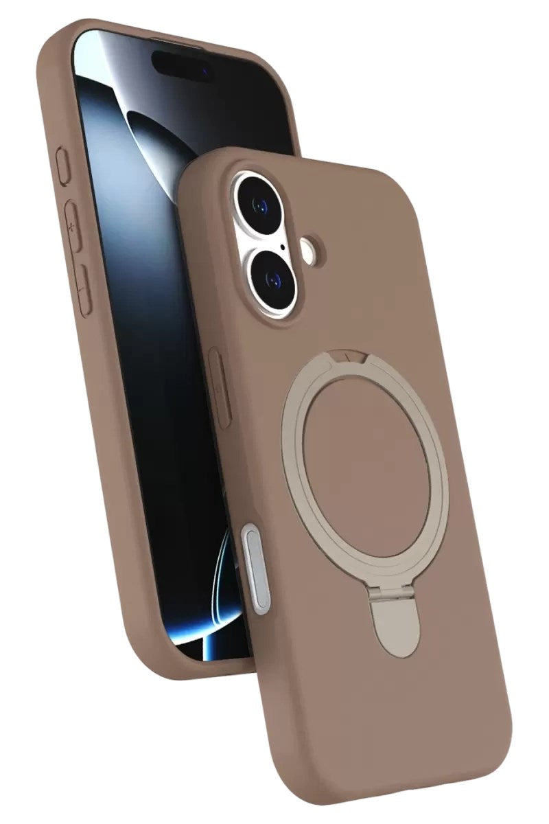 Mey İthalat® iPhone 16 Regal Magsafe Standlı Kapak - Çöl Titanyum