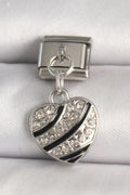 Mey İthalat® 316L Çelik Gümüş Renk Zirkon Taşlı Kalp Model Nomination Charm