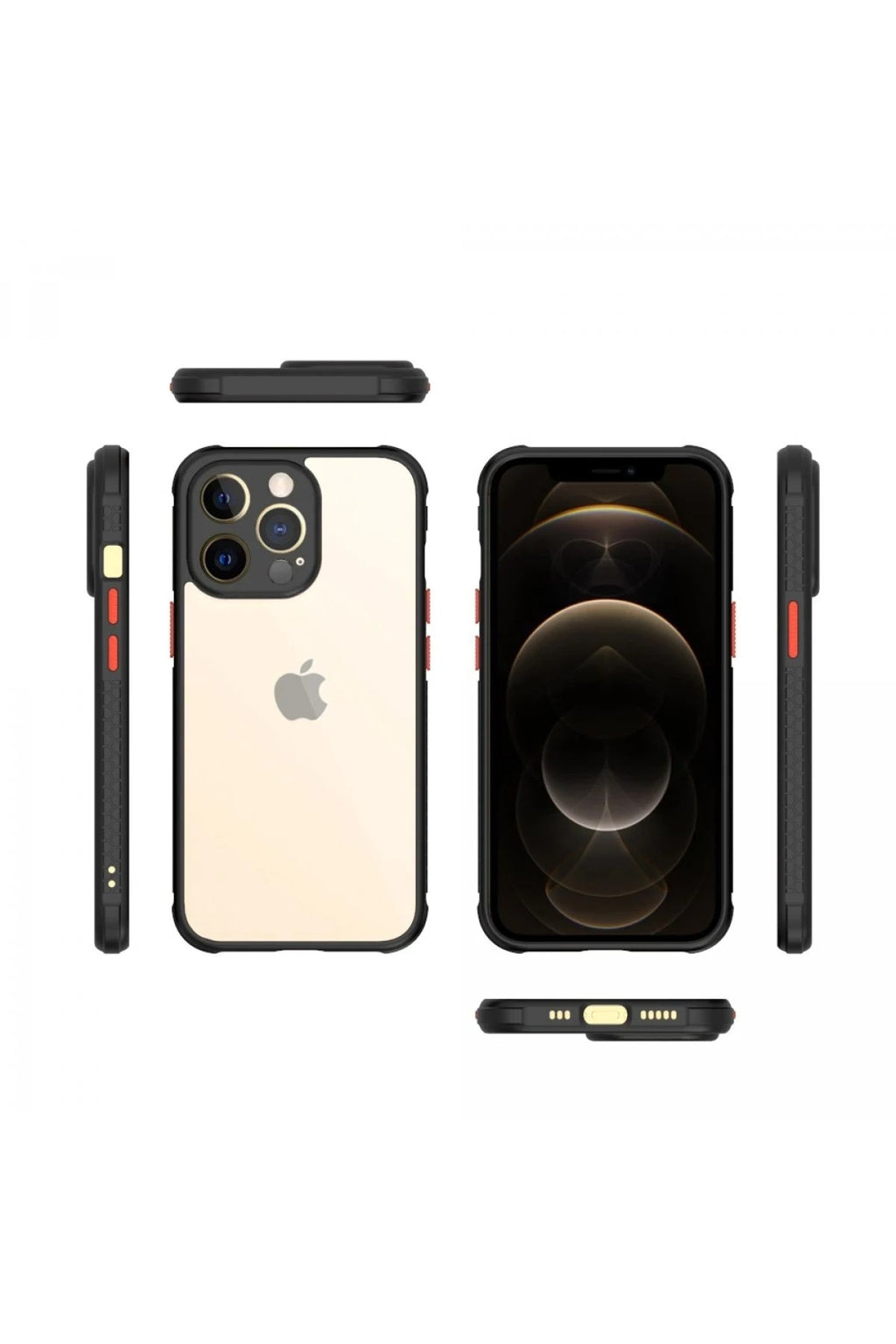 Mey İthalat® iPhone 13 Pro Kılıf Miami Şeffaf Silikon - Siyah