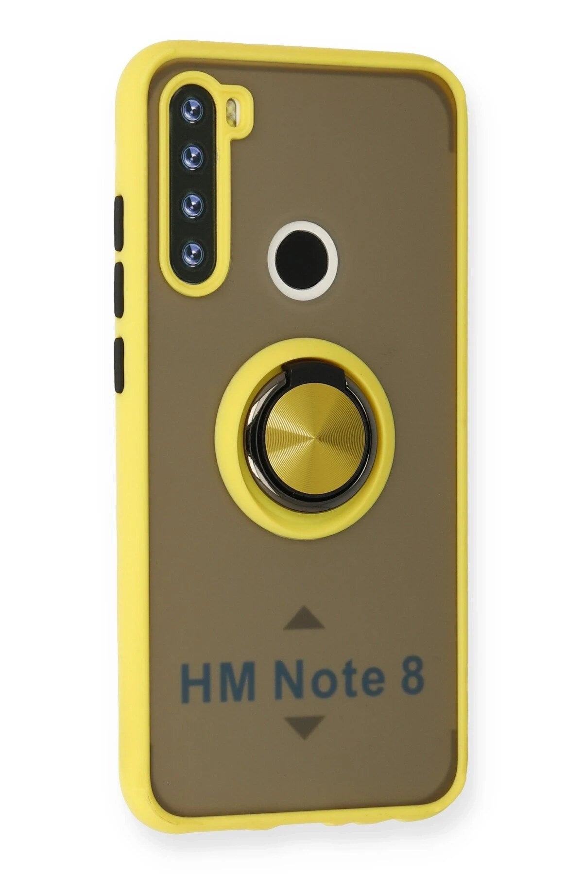 Mey İthalat® Redmi Note 8 Kılıf Montreal Yüzüklü Silikon Kapak - Sarı