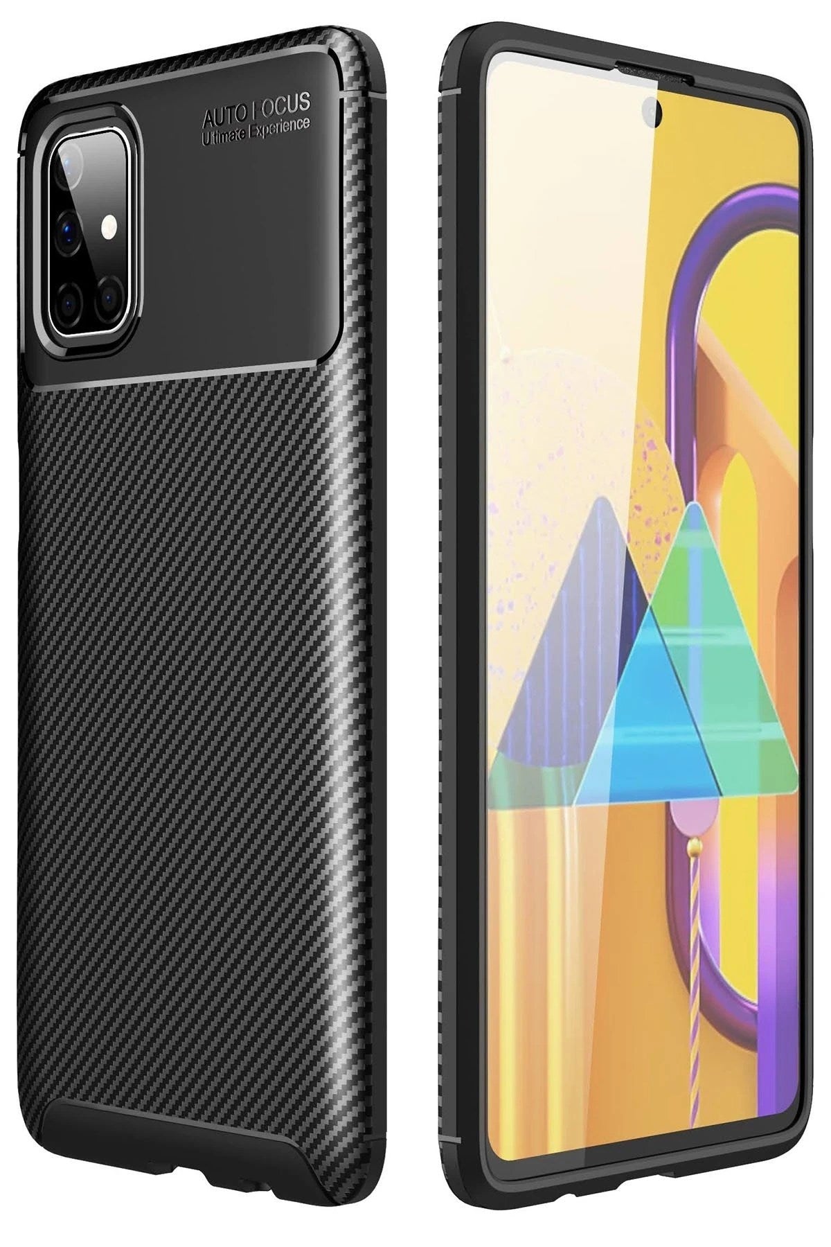 Mey İthalat® Samsung Galaxy M51 Kılıf Auto Focus Karbon Kapak - Siyah