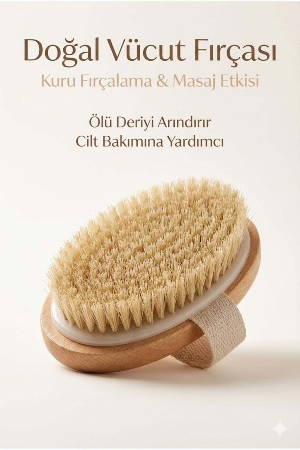 Doğal Vücut Fırçası – Kuru Fırçalama, Masaj ve Peeling Etkili Cilt Bakım Fırçası