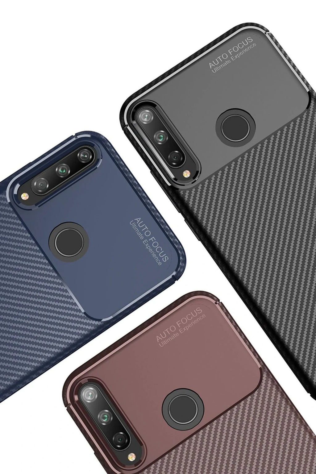 Mey İthalat® Huawei P40 Lite E Kılıf Auto Focus Karbon Kapak - Kahverengi