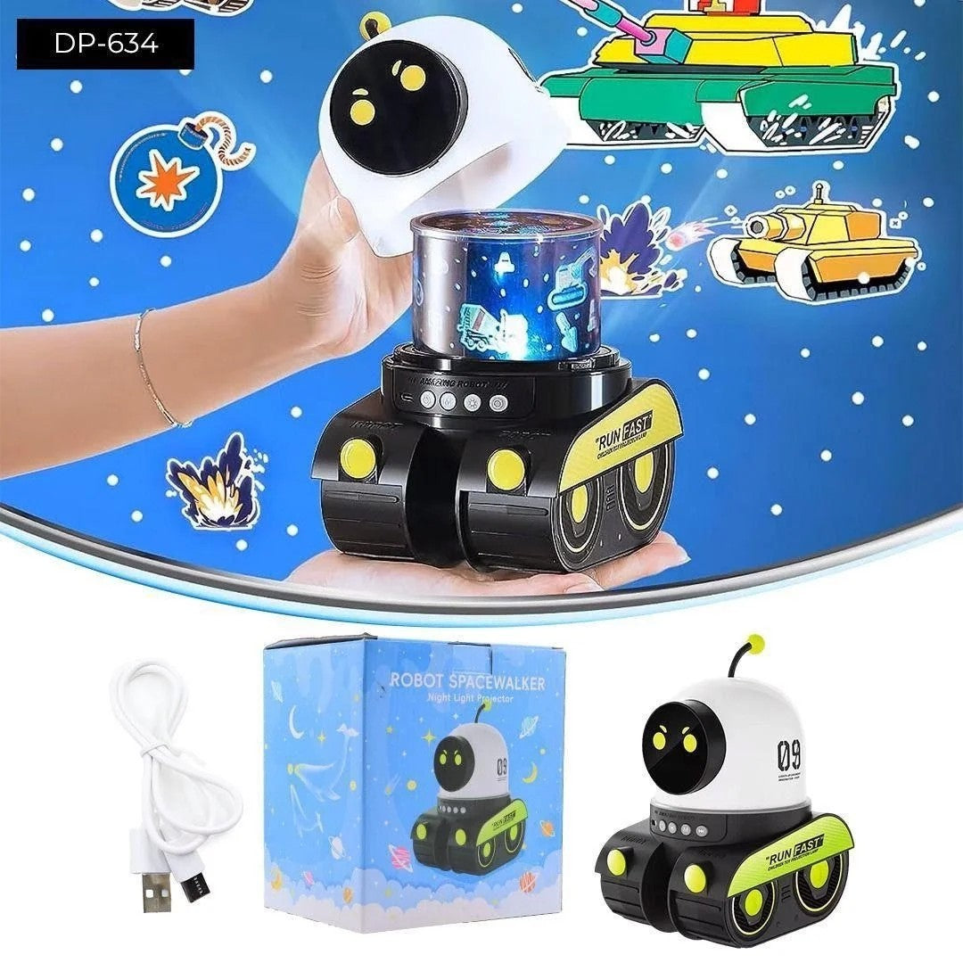 Dempower Robot Şeklinde Projektör Lamba - 360 Derece Dönebilen Gece Lambası