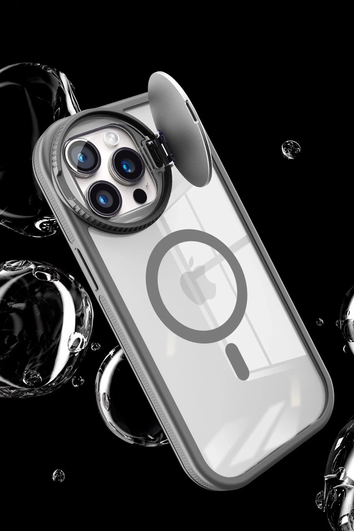 Mey İthalat® iPhone 15 Pro Max Kılıf Teleskop Lens Magsafe Silikon Kapak - Koyu Yeşil