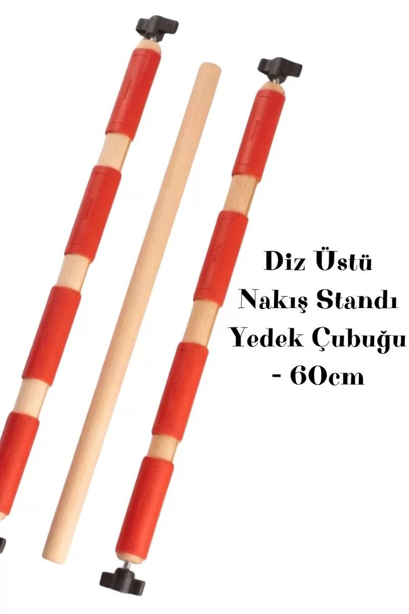 60 Cm Diz Üstü Nakış Standı Yedek Çubuğu – Kumaş Sıkıştırma Aparatlı Ahşap Kasnak Çubuğu