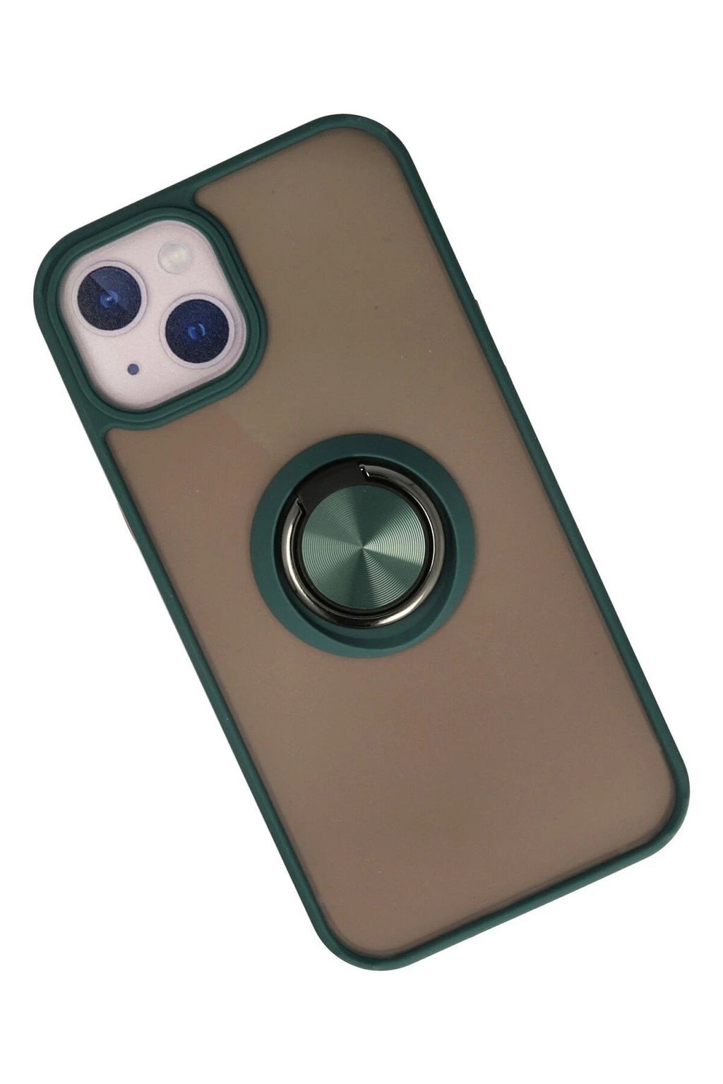 Mey İthalat® iPhone 15 Kılıf Montreal Yüzüklü Silikon Kapak - Yeşil