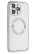 Mey İthalat® iPhone 15 Pro Max Kılıf Metal Bumper Magneticsafe Kapak - Gri