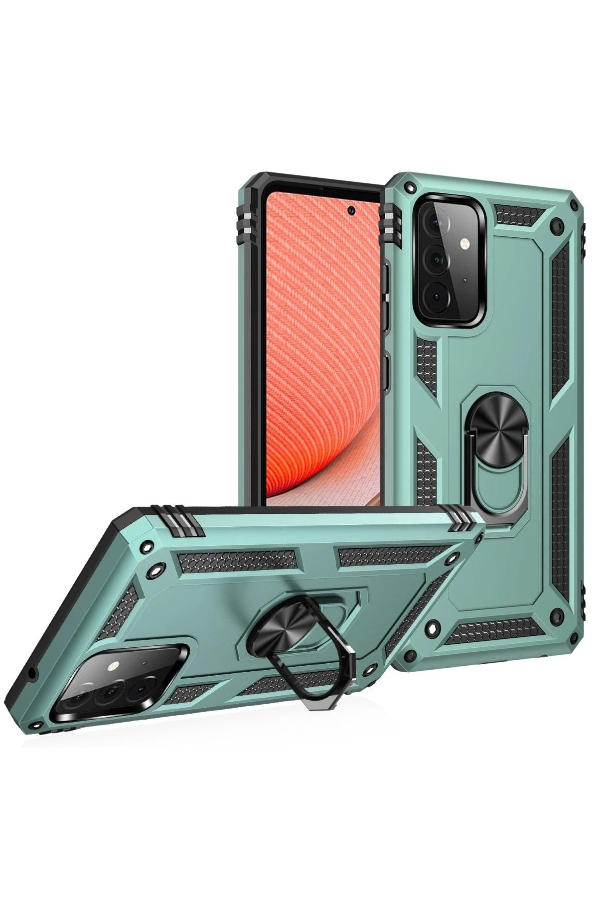 Mey İthalat® Samsung Galaxy A72 Kılıf Sofya Yüzüklü Silikon Kapak - Yeşil