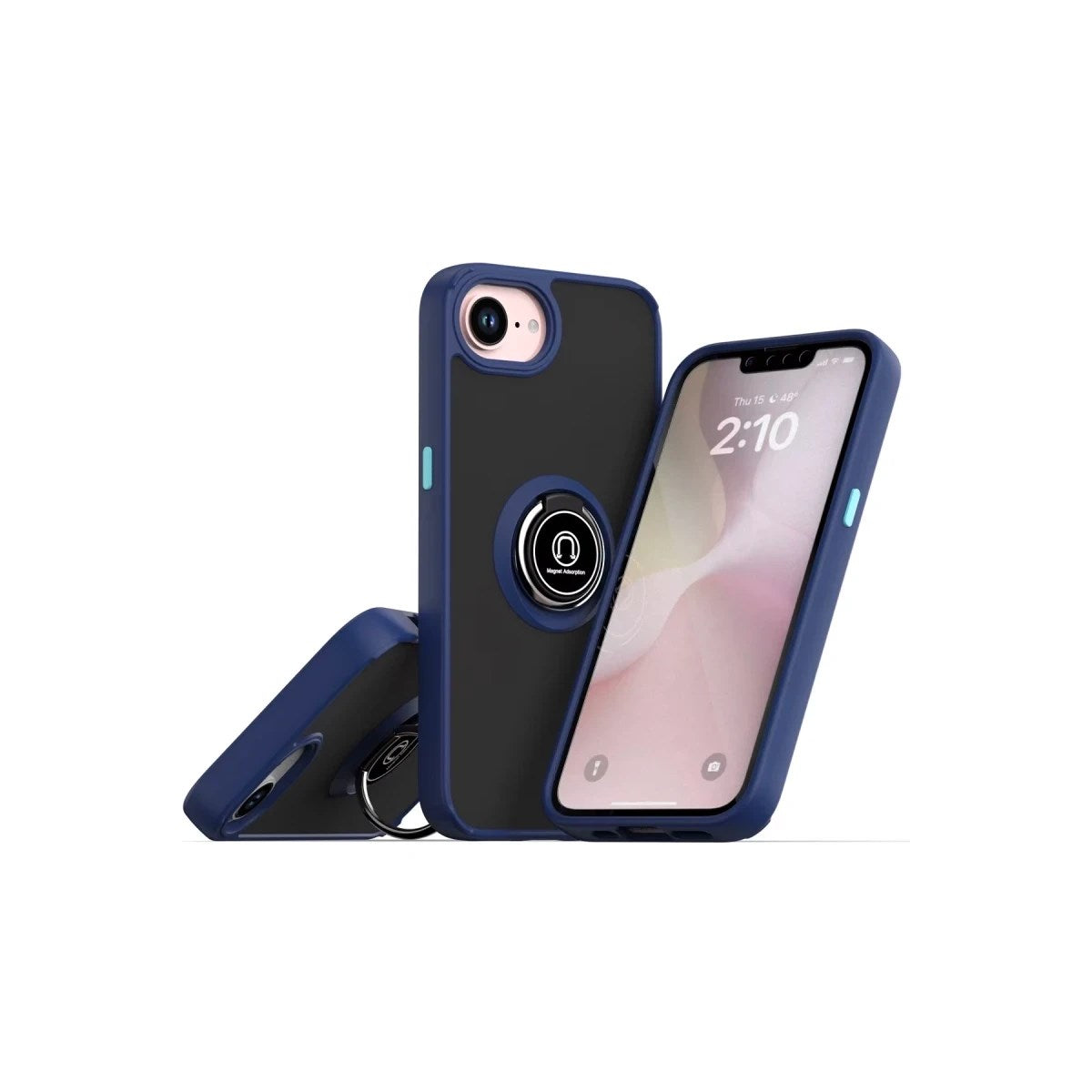 Mey İthalat® iPhone 16E Kılıf Montreal Yüzüklü Silikon Kapak - Lacivert
