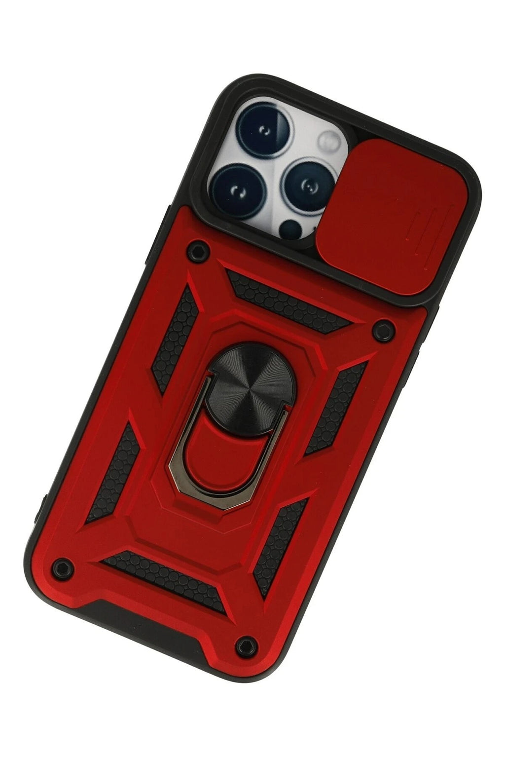 Mey İthalat® iPhone 13 Pro Kılıf Pars Lens Yüzüklü Silikon - Kırmızı