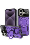 Mey İthalat® iPhone 16 Kılıf Joy Lens Standlı Kapak - Mor