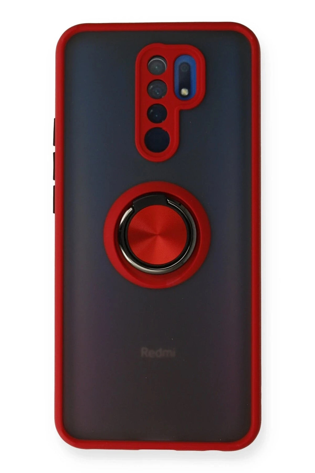 Mey İthalat® Redmi 9 Kılıf Montreal Yüzüklü Silikon Kapak - Kırmızı