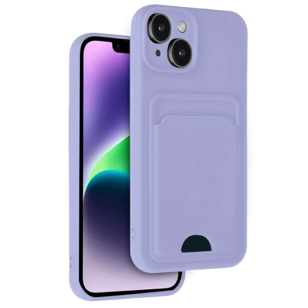 Mey İthalat® iPhone 14 Kılıf Kelvin Kartvizitli Silikon - Lila