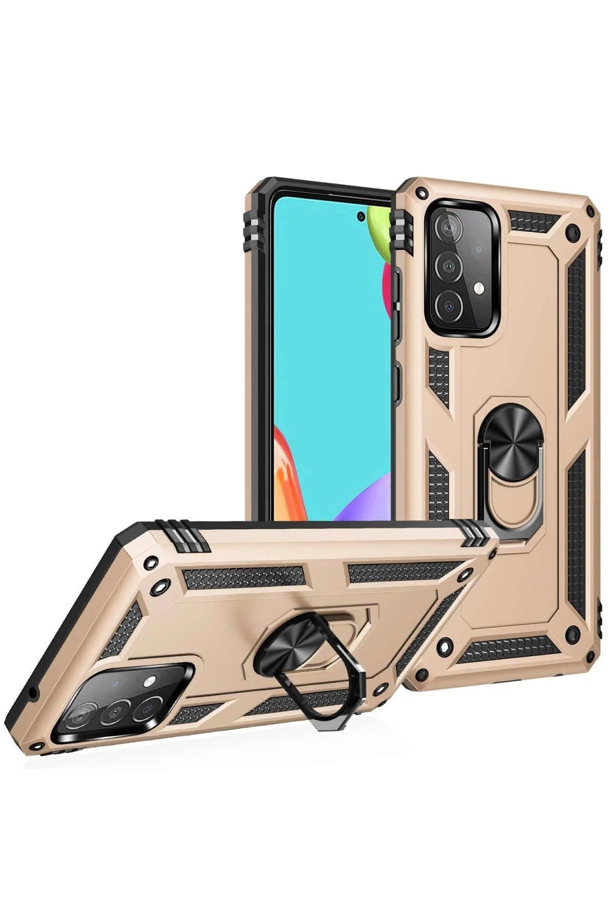 Mey İthalat® Samsung Galaxy A53 5G Kılıf Sofya Yüzüklü Silikon Kapak - Gold