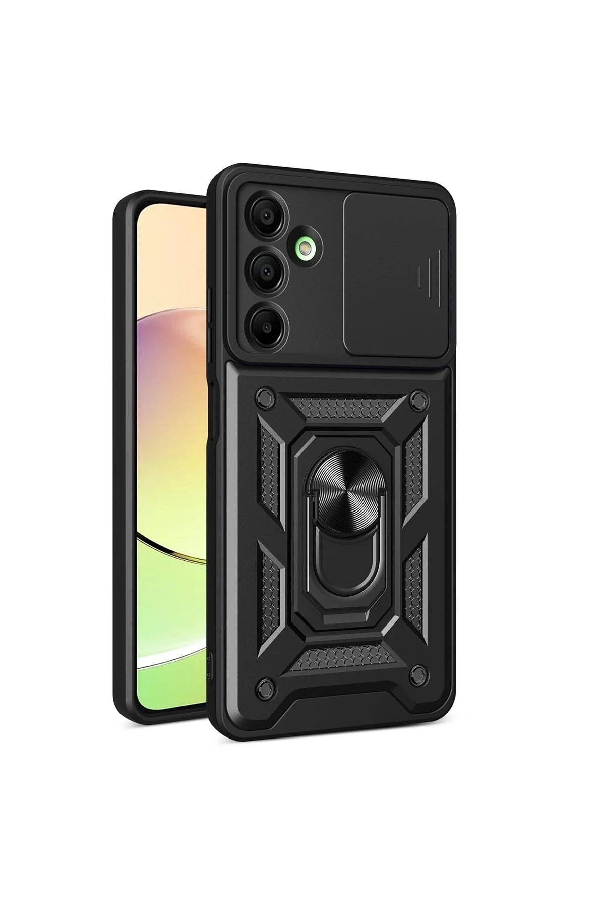 Mey İthalat® Samsung Galaxy A16 5G Kılıf Pars Lens Yüzüklü Silikon - Siyah