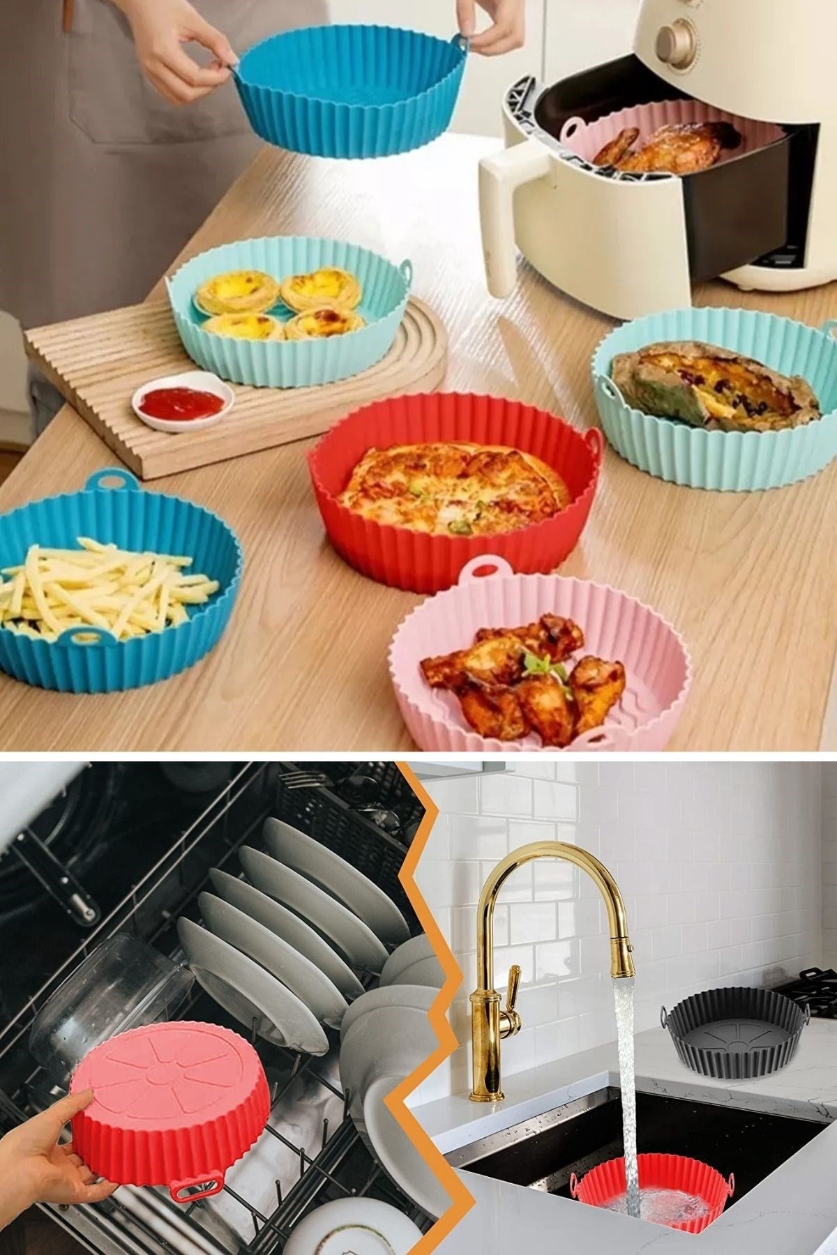 Renkli Isıya Dayanıklı Yıkanılabilir Silikon Fırın Ve Airfryer Yuvarlak Pişirme Matı 20 Cm