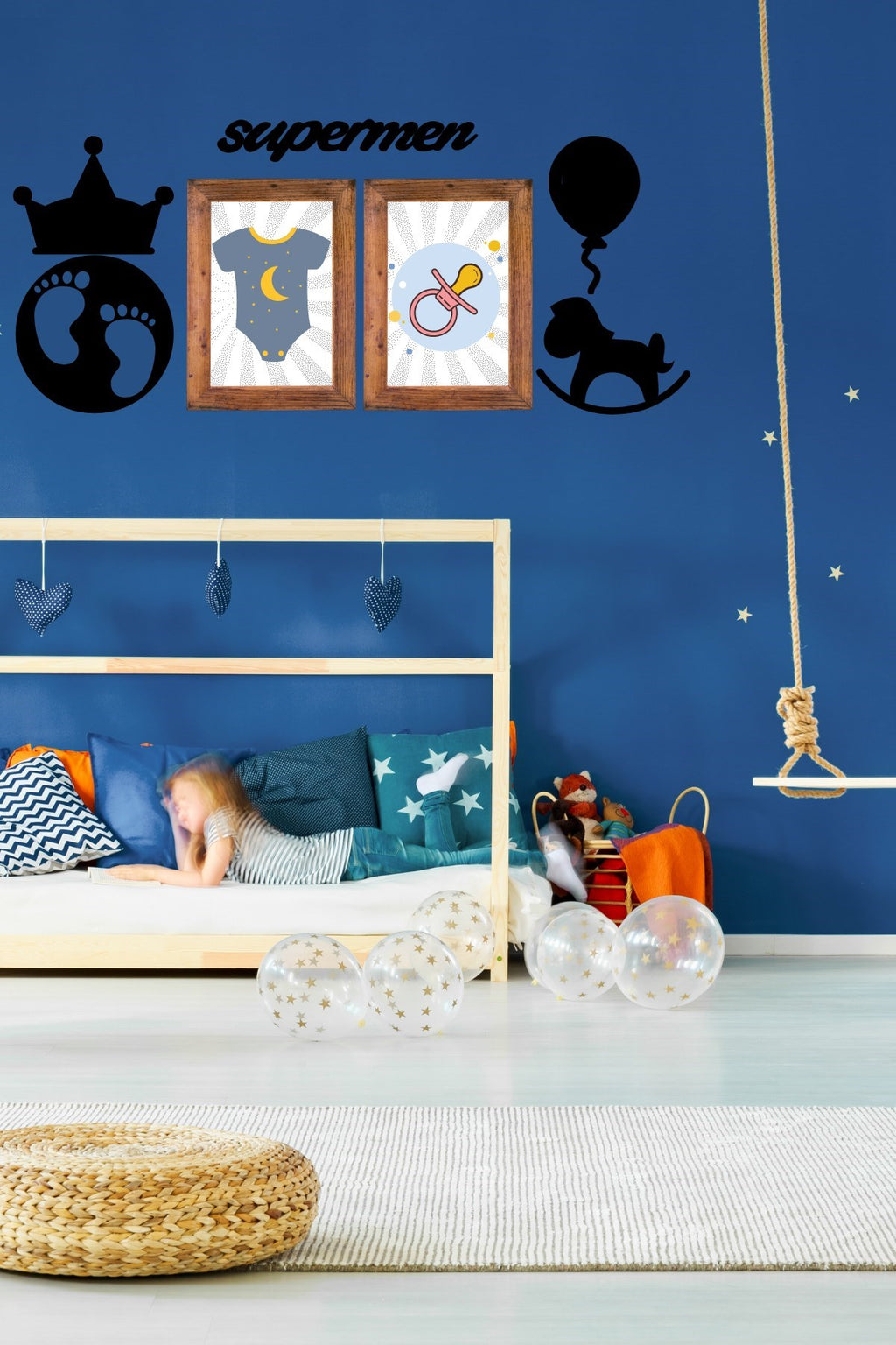 DECO103 Supermen Dekoratif Duvar Süsü Tablo Aksesuar Ahşap Tasarım Hediye Pano Sticker Seti