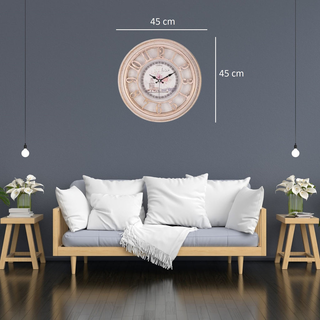45 Cm Eskitme Çerçeve Kabartma Duvar Saati