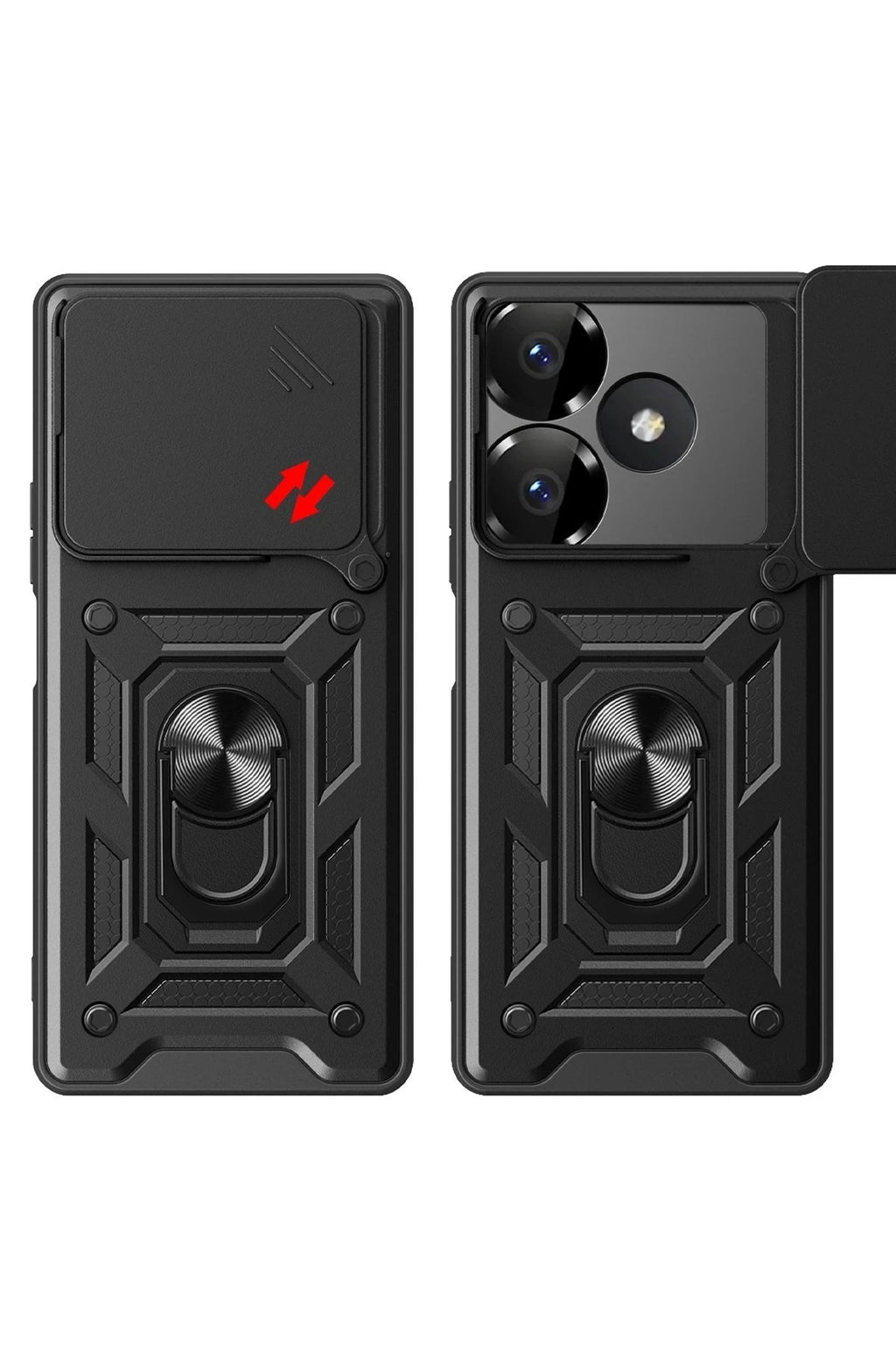 Mey İthalat® Redmi 13 4G Kılıf Pars Lens Yüzüklü Silikon - Gümüş
