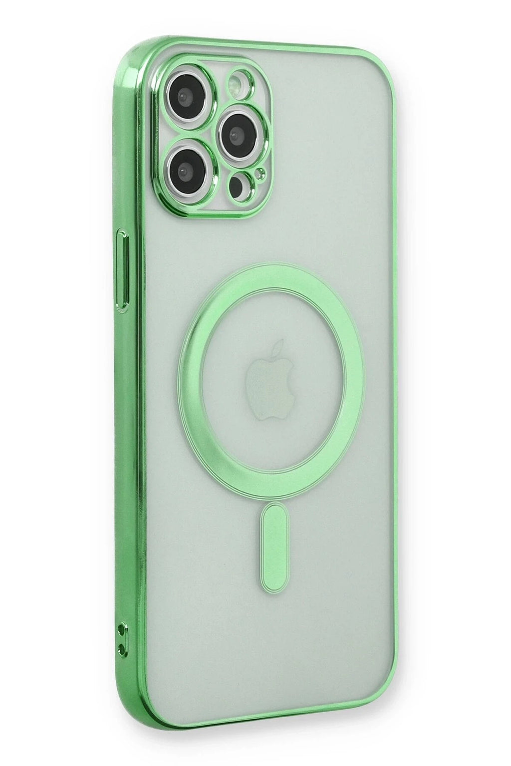 Mey İthalat® iPhone 12 Pro Kılıf Magneticsafe Lazer Silikon - Haki Yeşil