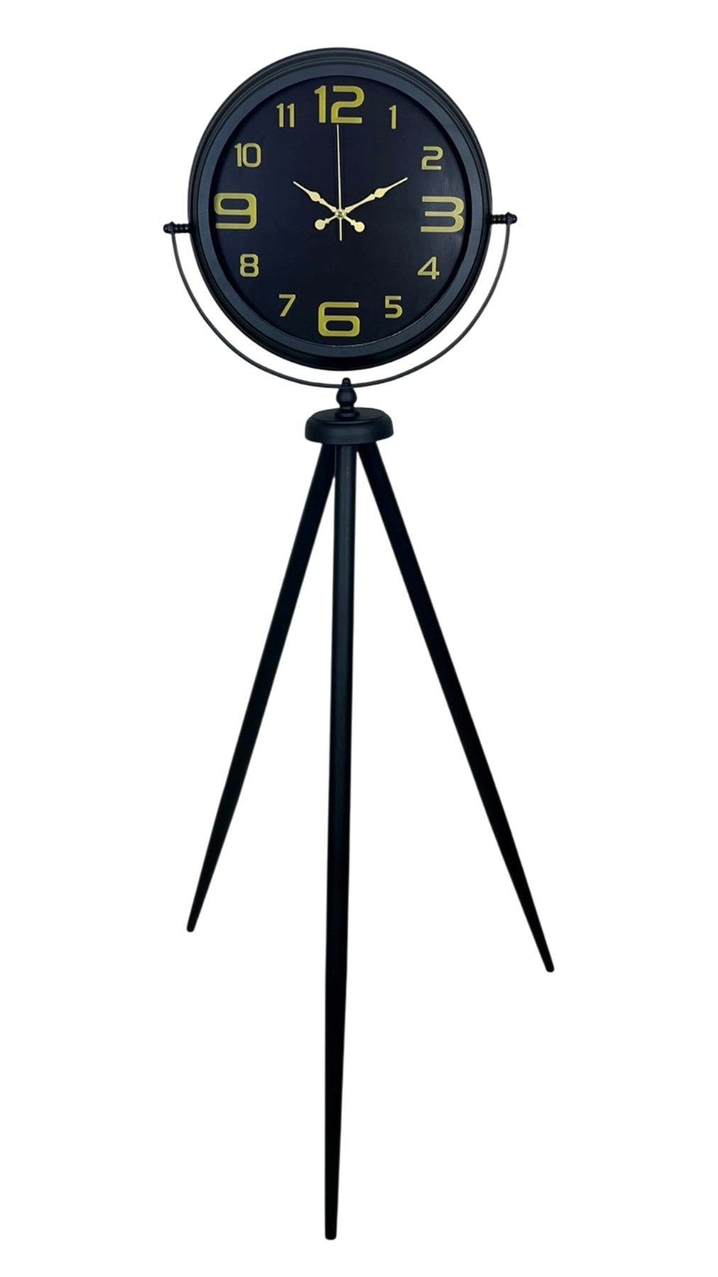 Gold Rakamlı Siyah Tripod Ayaklı Saat