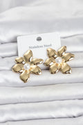 Mey İthalat® 316L Çelik Gold Renk İncili Lotus Model Kadın Küpe
