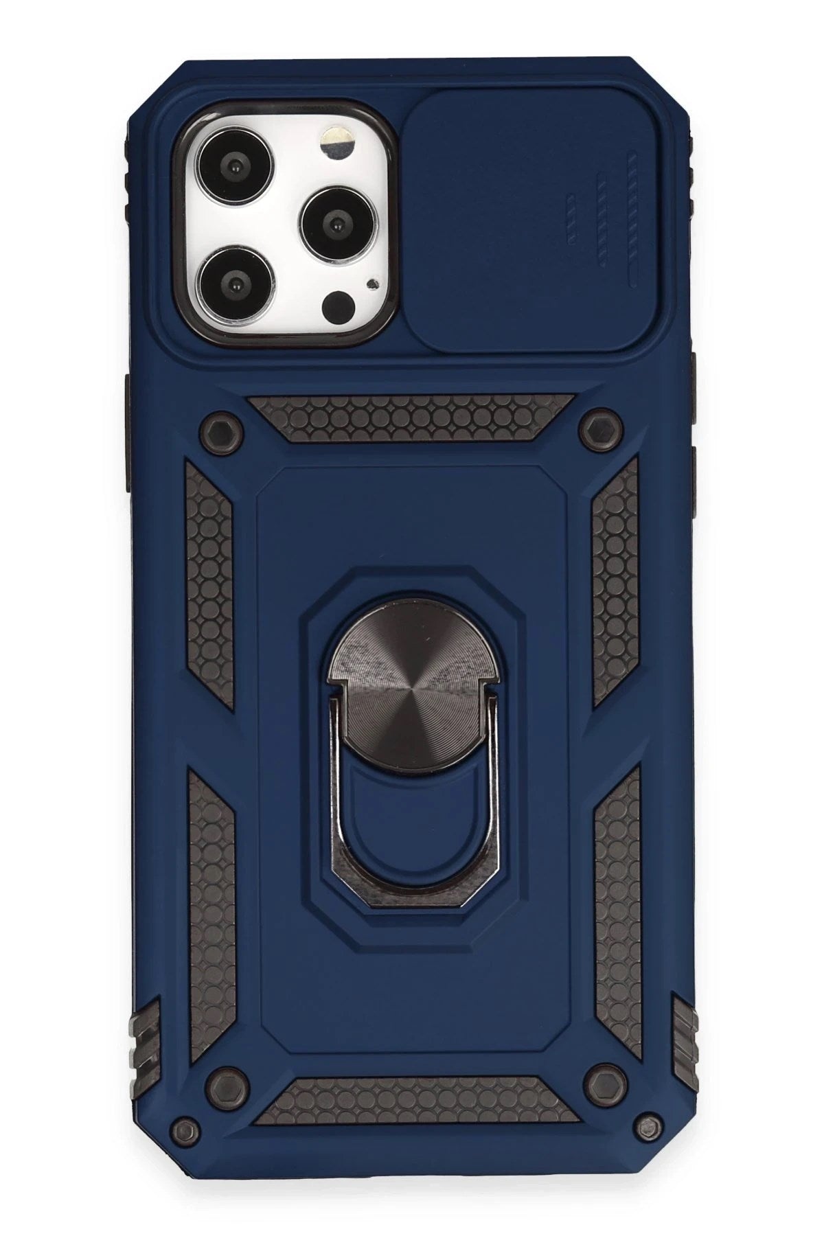 Mey İthalat® iPhone 12 Pro Max Kılıf Pars Lens Yüzüklü Silikon - Lacivert
