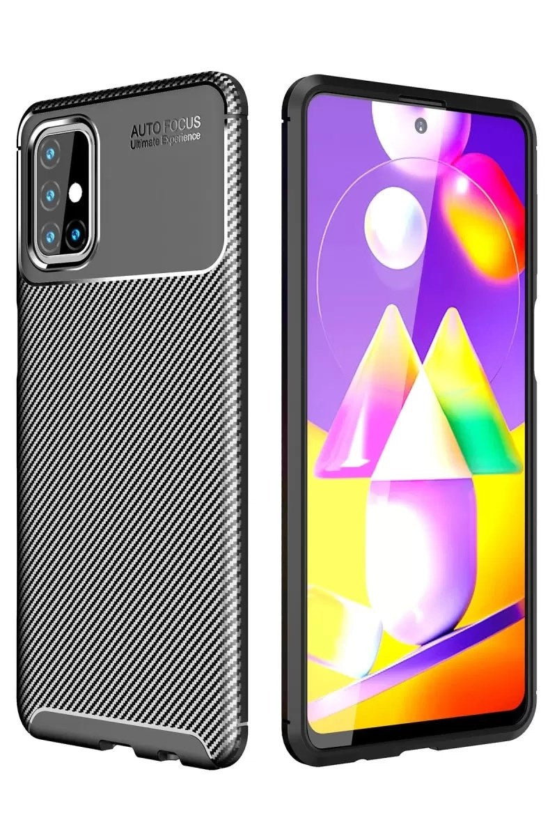 Mey İthalat® Samsung Galaxy M31S Kılıf Auto Focus Karbon Kapak - Siyah