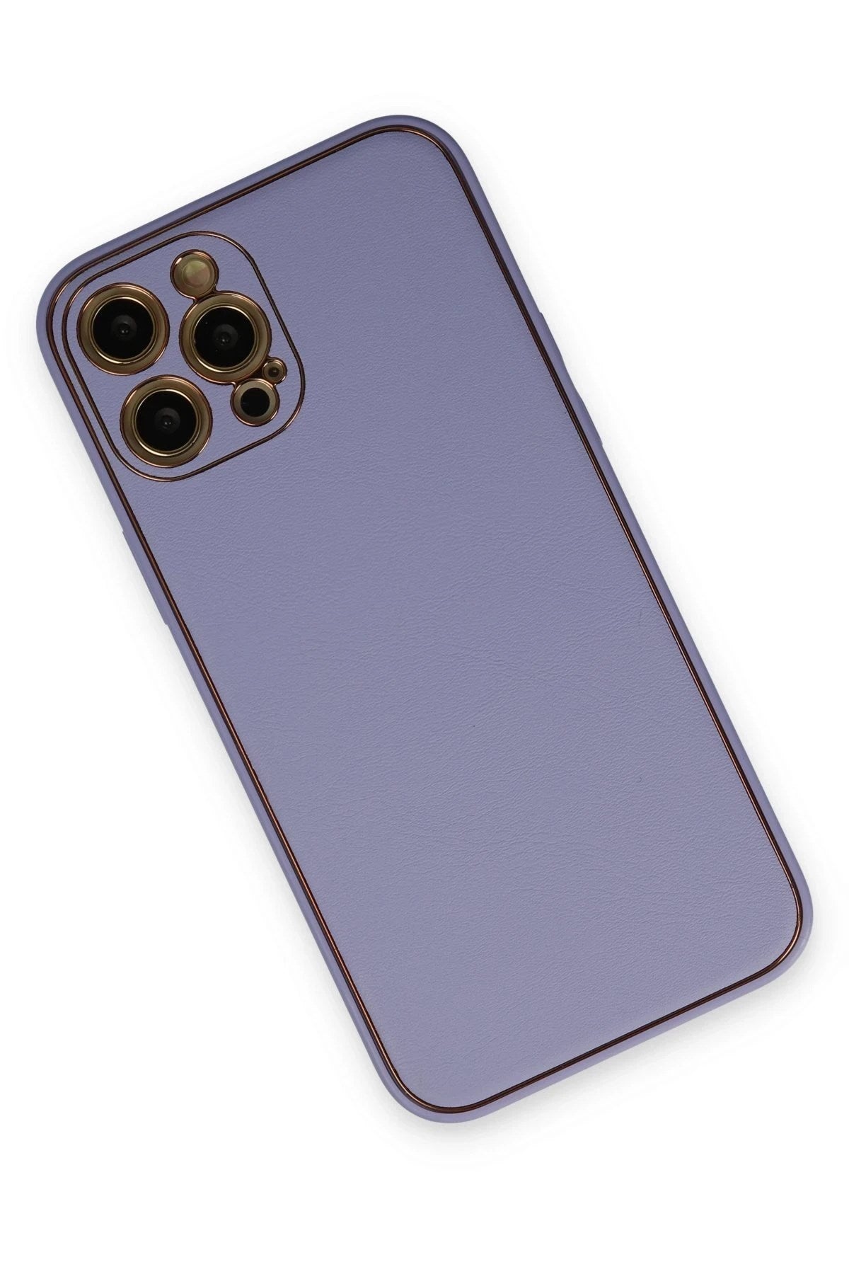 Mey İthalat® iPhone 12 Pro Max Kılıf Coco Deri Silikon Kapak - Açık Lila