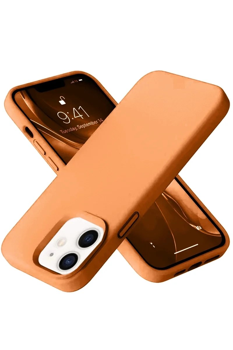 Mey İthalat® iPhone 12 Kılıf Nano içi Kadife Silikon - Turuncu