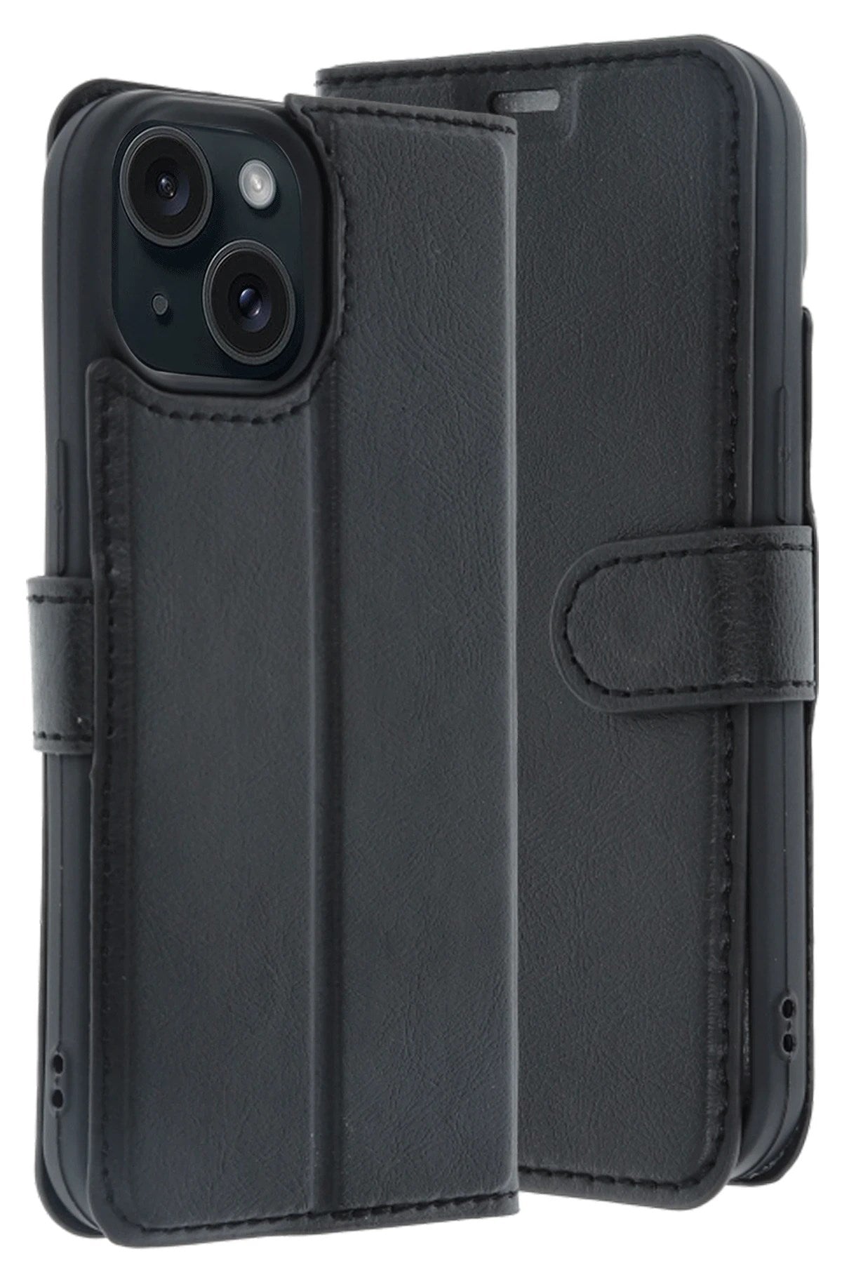 Mey İthalat® iPhone 15 Trend S Plus Kapaklı Kılıf - Siyah